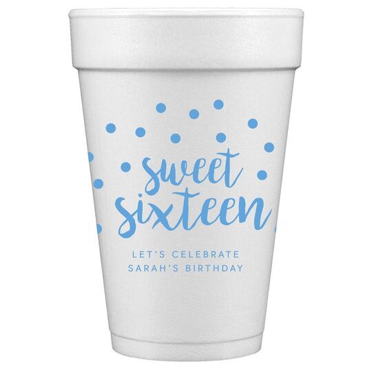 Confetti Dots Sweet Sixteen Styrofoam Cups